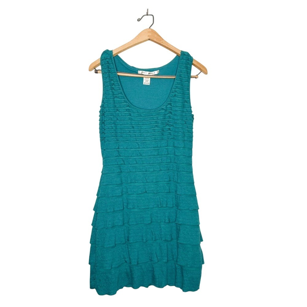 Max Studio Teal Ruffle Tank Mini Dress